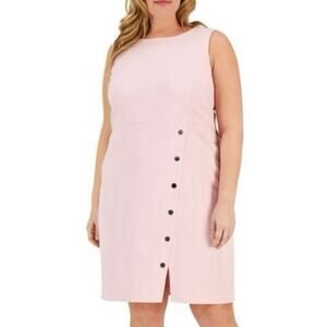 Kasper Plus Size Sleeveless Snap Sheath Dress - NWT 20W Tutu Pink